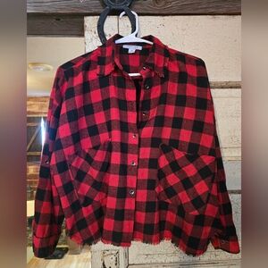 Favlux frayed cropped flannel sz. Medium excellent condition